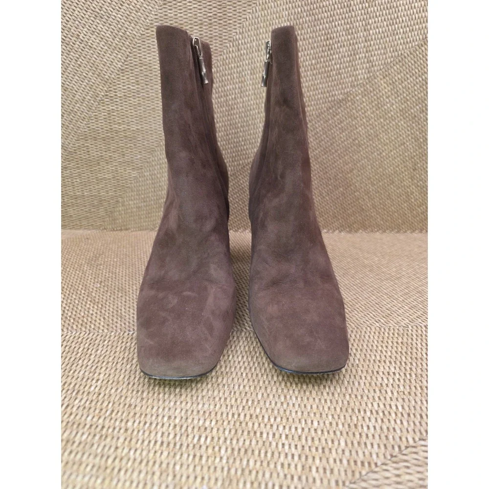 J McLaughlin Evie Cocoa Brown Suede Leather Booties Size 8M Box Dust Bag JMCL‎
